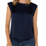 LIVERPOOL SLEEVELESS WOVEN TO KNIT TOP