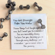 UPLIFTED Encouragement Card with Tiny Dumbbell for Tough Times