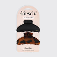 KITSCH Recycled Plastic Medium Claw Clips 2pc - Black & Tort