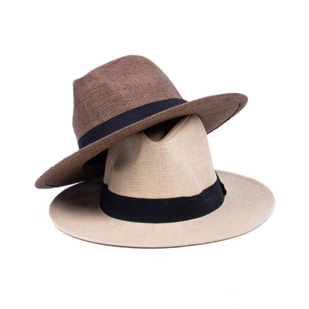 SELINI Men's S/S Flat Brim Black Banded Fashion Fedora hat-FSS17137