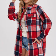 BLUIVY FLANNEL PLAID LONGLINE SHACKET