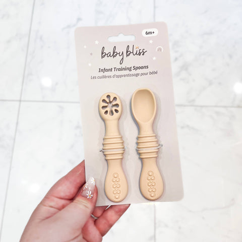 Baby bliss Infant Training Spoons for Self Feeding - Almond