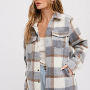 BLUIVY PLAID BRUSHED FLANNEL SHACKET