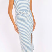 SAGE THE LABEL BSBY BUD STRIPE DRESS-BLUE IVORY