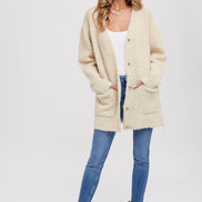 BLUIVY BUTTONED BOUCLE CARDIGAN