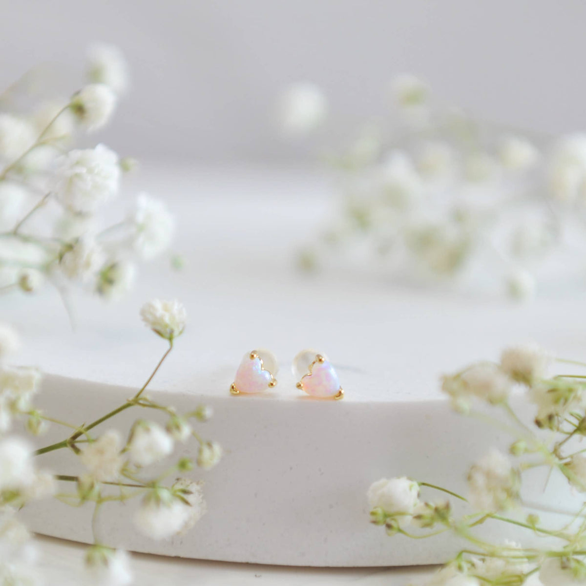 OH SO LOVELY Genevieve Opal Heart Studs