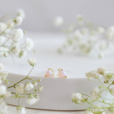 OH SO LOVELY Genevieve Opal Heart Studs