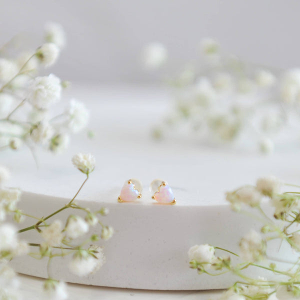 OH SO LOVELY Genevieve Opal Heart Studs