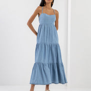 LEZ A LEZ DENIM HALTER DRESS