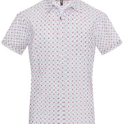 MPS-3046 Vintage-Inspired Floral Print Short-Sleeve Shirt