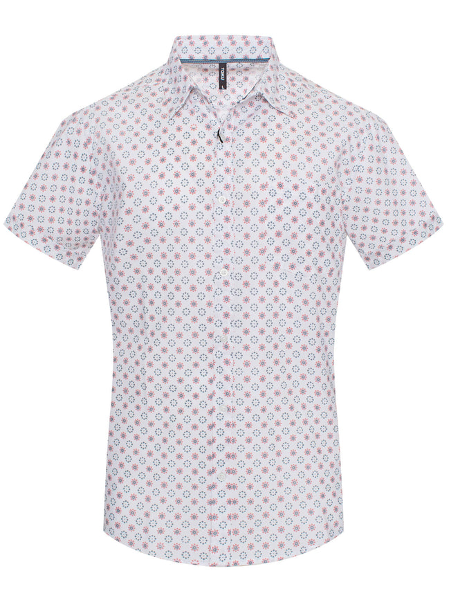 MPS-3046 Vintage-Inspired Floral Print Short-Sleeve Shirt