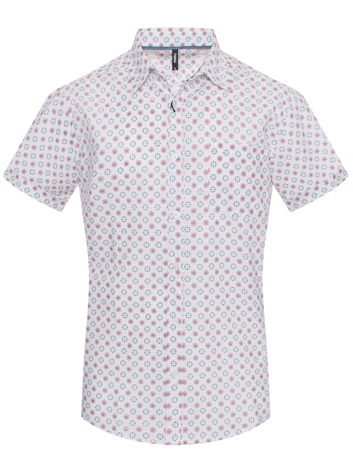 URBAN FITZ TOKU Vintage-Inspired Floral Print Short-Sleeve Shirt