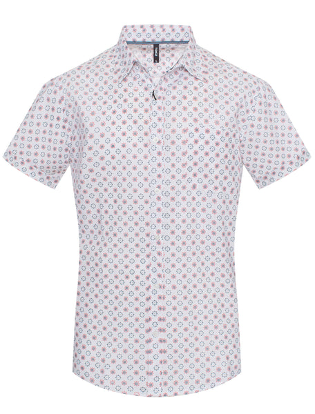 URBAN FITZ TOKU Vintage-Inspired Floral Print Short-Sleeve Shirt