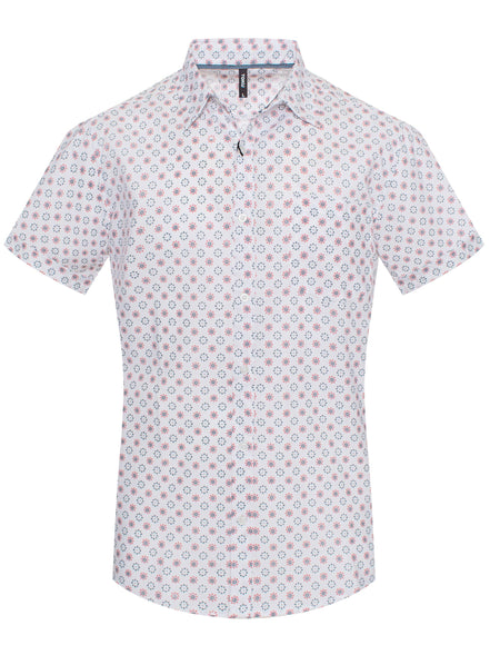 MPS-3046 Vintage-Inspired Floral Print Short-Sleeve Shirt