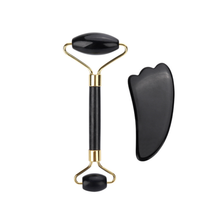 Crystolver Black Jade Roller & Gua Sha Set