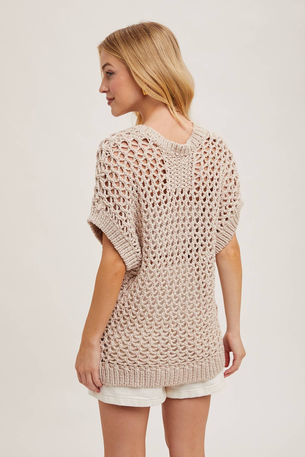SHEER FISHNET KNIT PULLOVER TOP