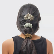 Assorted Textured Scrunchies 5pc Set - Eucalyptus