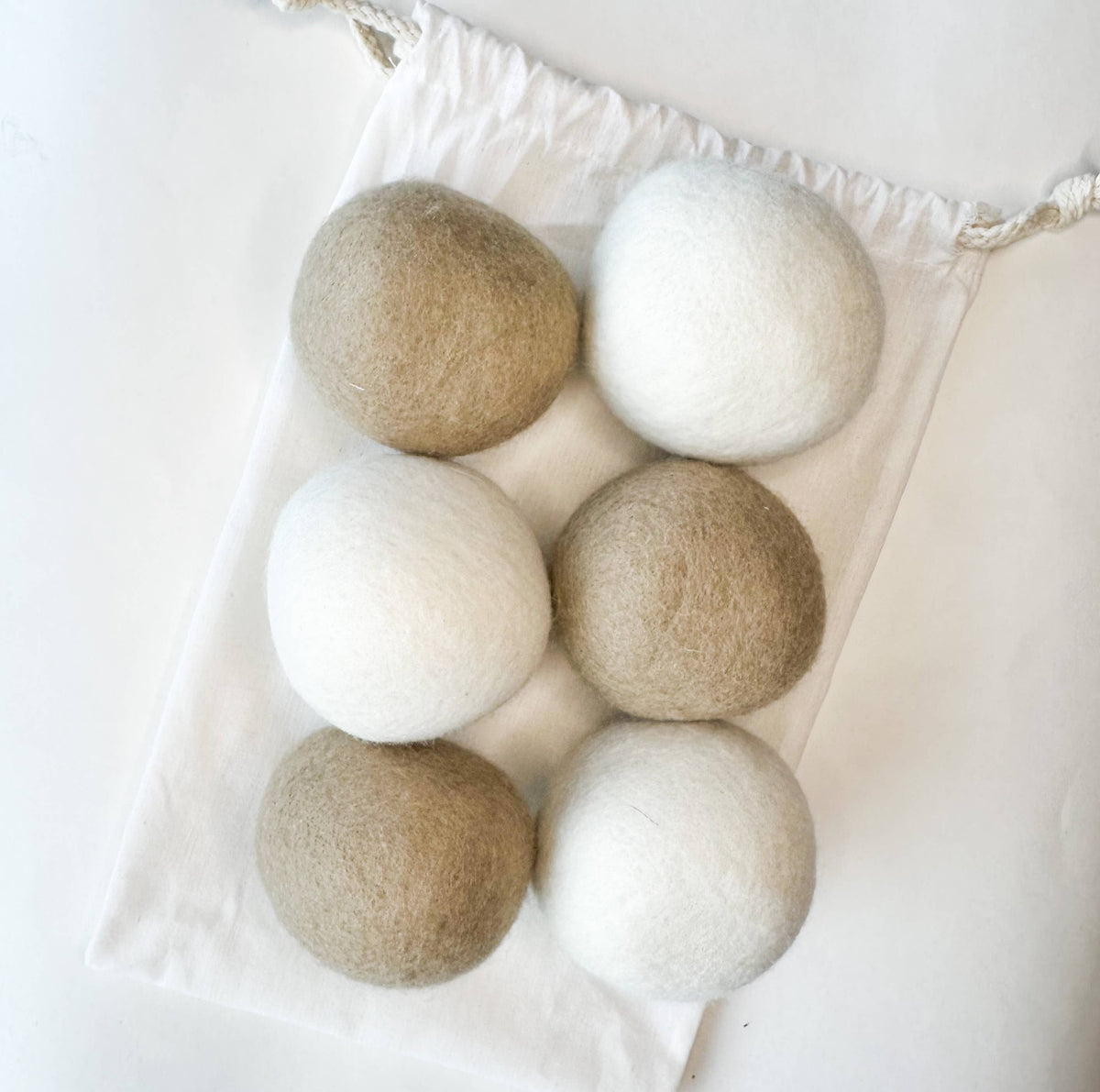 Natural Organic Handmade Wool Dryer Balls - Set of 6
