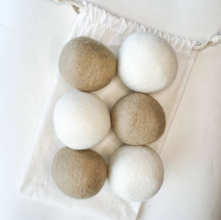 Natural Organic Handmade Wool Dryer Balls - Set of 6