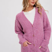 BLUIVY BUTTONED BOUCLE CARDIGAN