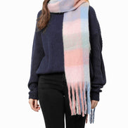 JC SUNNY FASHION Oversized Colorful Cozy Long Fringe Fuzzy Scarf
