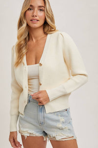 BLUIVY BUTTON DOWN V-NECK CARDIGAN