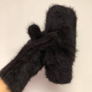 BILLY BAMBOO FLUFFY ANGORA MITTENS - neutral