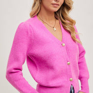 BLUIVY BUTTON DOWN V-NECK CARDIGAN