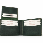 Men’s Full-Grain Crazy Leather Bifold Wallet with ID Window