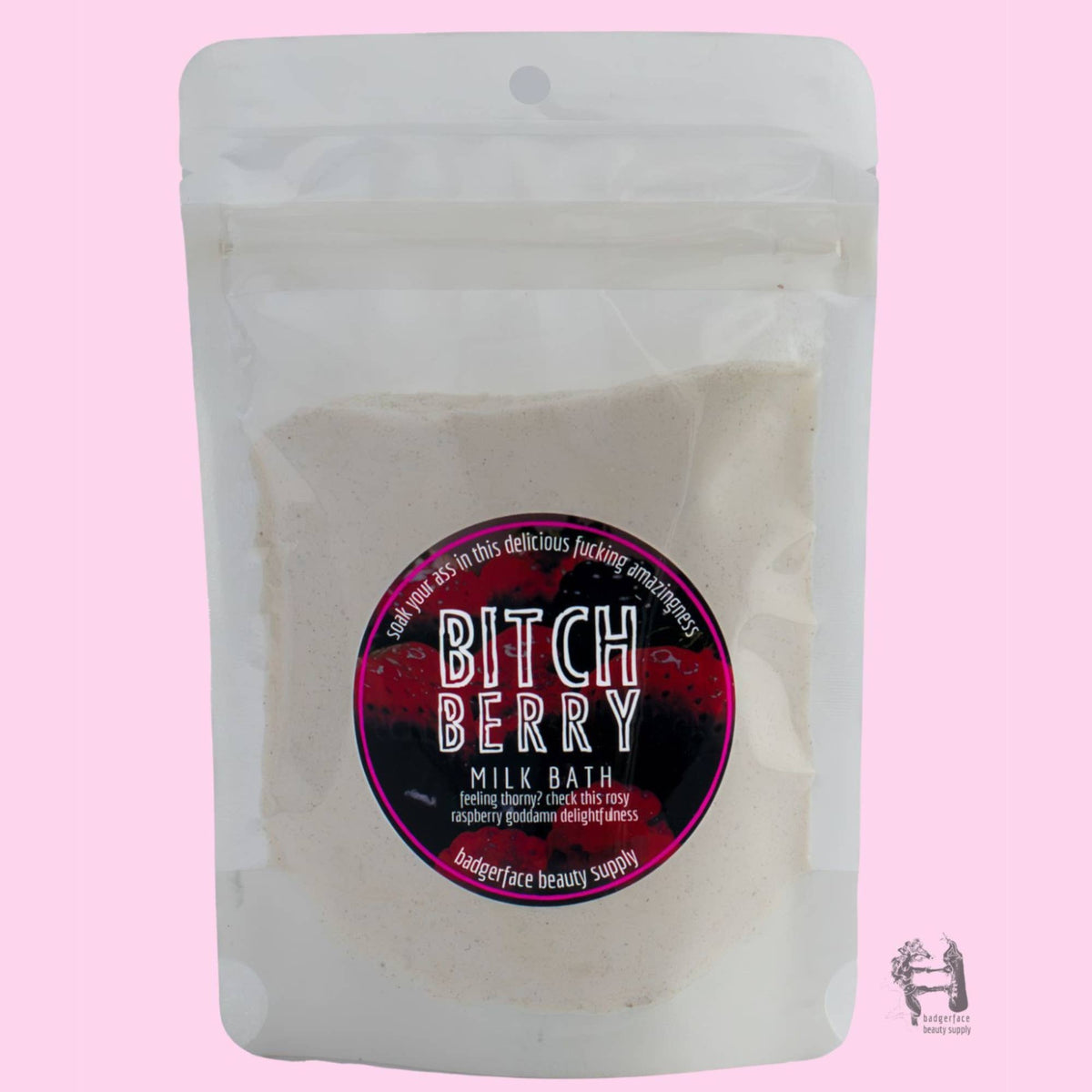 Badgerface Raspberry Rose Milk Bath. Novelty Bath Products.