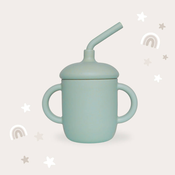 Baby bliss Sippy Cup with Straw, Spill-Proof & Anti-Stain - Sage