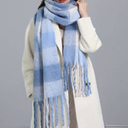 JC SUNNY FASHION Oversized Colorful Cozy Long Fringe Fuzzy Scarf