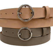 MEDIKE PEBBLED LEATHER WITH ROUND BUCKLE BELT