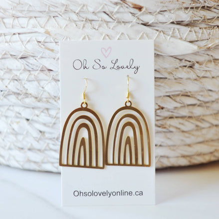 Oh So Lovely Stevie Brass Rainbow Earrings 
