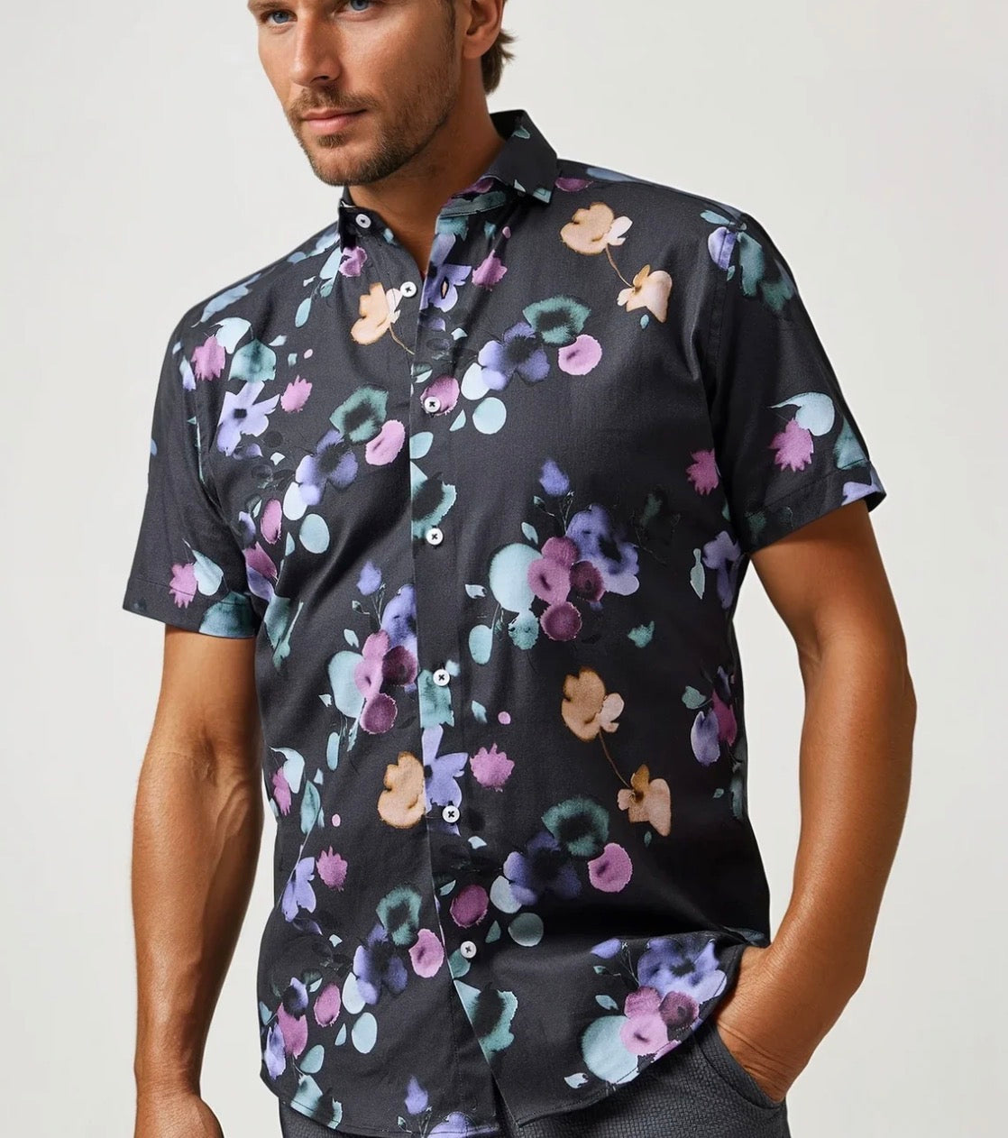 STONE ROSE NOVA - WATERCOLOR FLORAL SHIRT