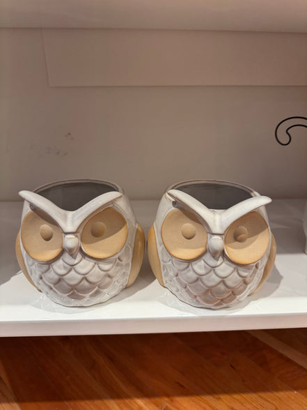 Feathered Ceramic Pot-Owl