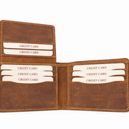 Men’s Full-Grain Crazy Leather Bifold Wallet with ID Window