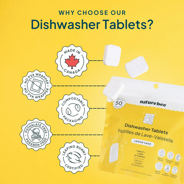 NATURE BEE Dishwasher Tablets Lemon | MADE IN CANADA | Nature Bee