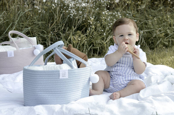 FEPHAS Rope Diaper Caddy | Misty Blue