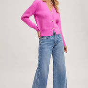 BLUIVY BUTTON DOWN V-NECK CARDIGAN