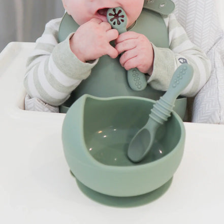Baby bliss Infant Training Spoons for Self Feeding - Sage