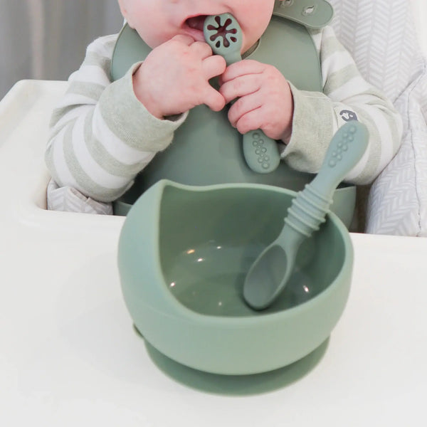 Baby bliss Infant Training Spoons for Self Feeding - Sage