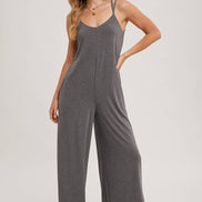 BLUIVY CRISS-CROSS BACK WIDE LEG JUMPSUIT