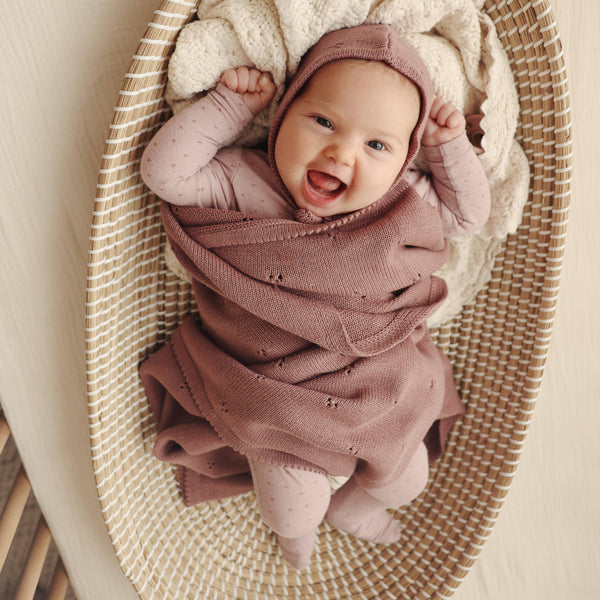 Bleu La La 100% Organic Cotton Pointelle Swaddle Receiving Baby Blanket