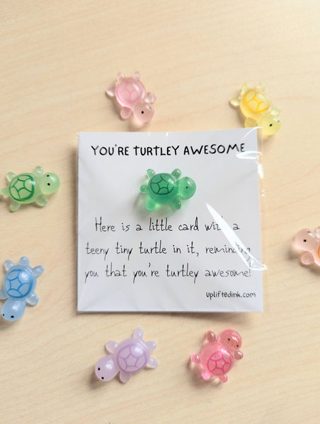 UPLIFTED INK Turtley Awesome Card & Turtle Figurine with Personal Note