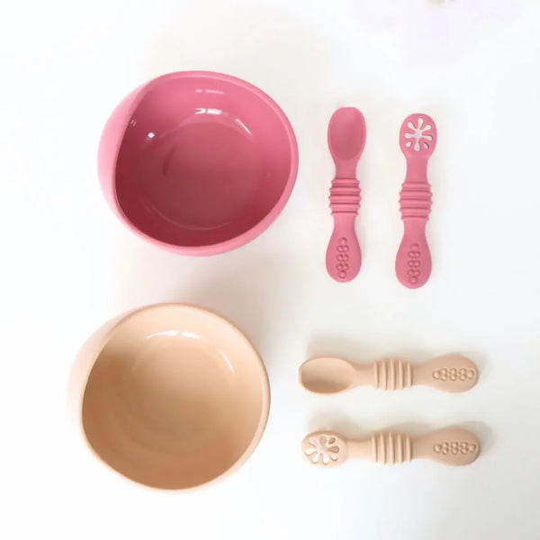 Baby bliss Suction Bowl & Training Spoons - Almond