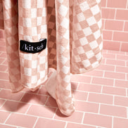 KITSCH Extra Large Quick-Dry Hair Towel Wrap- Terracotta Checker