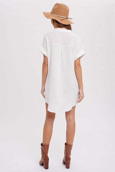 BLUIVY BUTTON UP SHIRT DRESS WITH POCKET