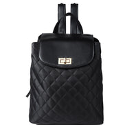 VEGAN LEATHER NYLON QUILTED BACKPACK