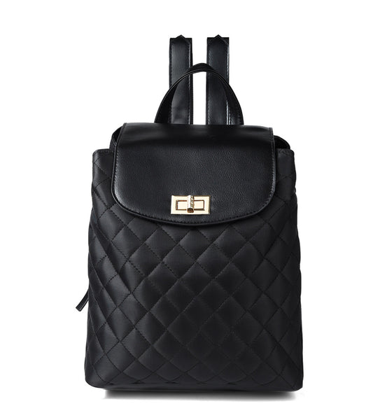 VEGAN LEATHER NYLON QUILTED BACKPACK